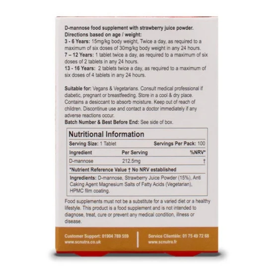SC Nutra Waterfall D-Mannose Children Strawberry Chewables 100