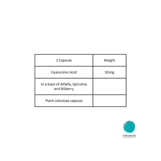 Viridian Hyaluronic Acid 50mg Veg Capsules 90 Capsules