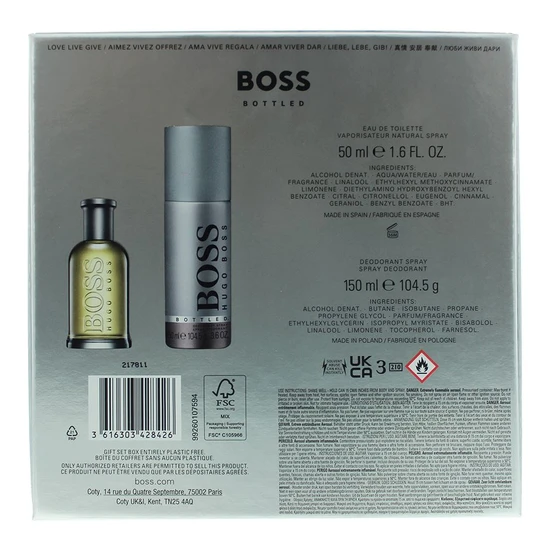 Hugo Boss Boss Bottled Eau De Toilette Gift Set 50ml Eau De Toilette + 150ml Deodorant