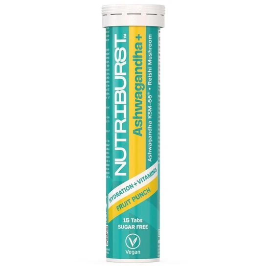 Nutriburst Ashwagandha+ Fruit Punch Effervescent Tablets 15 Tablets