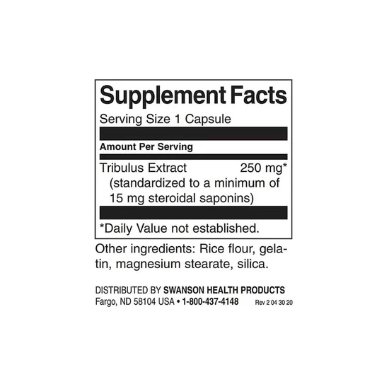 Swanson Mega Tribulus Extract 250mg Capsules 120 Capsules