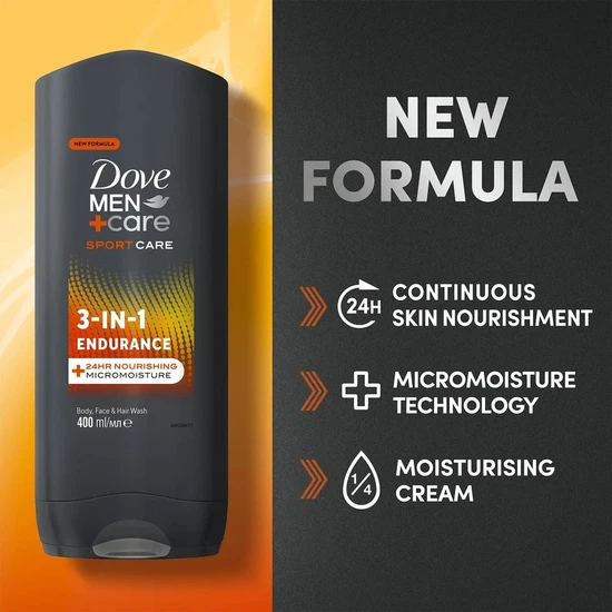 Dove Men Care Sport Care 3 In 1 Endurance Body Face & Hair Wash 400ml