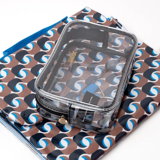 Victoria Green Geometra Azure Threefold Hanging Wash Bag & Beauty Kit Case Set