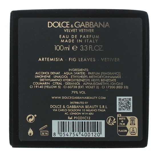 Dolce & Gabbana Velvet Vetiver Eau De Parfum 100ml