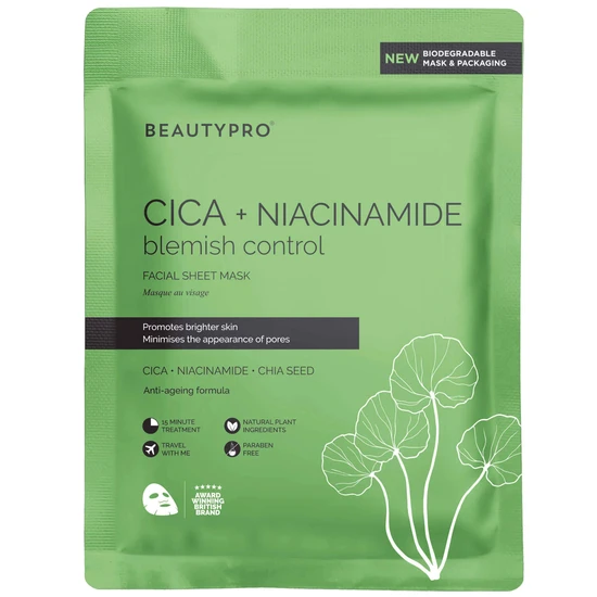 BeautyPro CICA + NIACINAMIDE Facial Sheet Mask Pack of 4