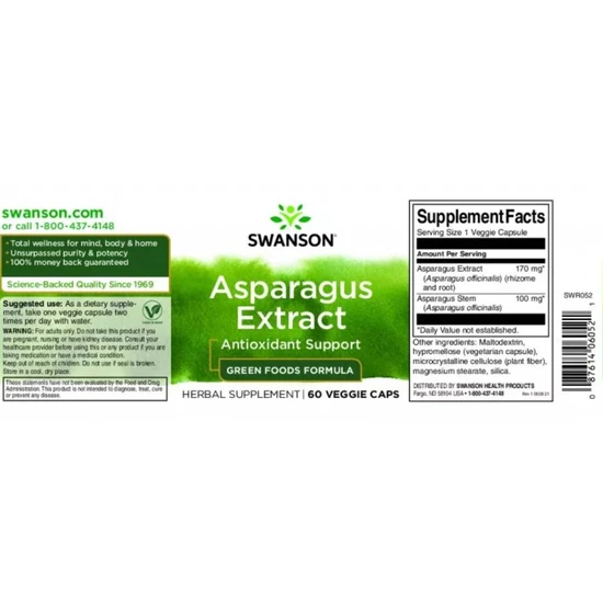 Swanson Asparagus Extract Capsules 60 Capsules