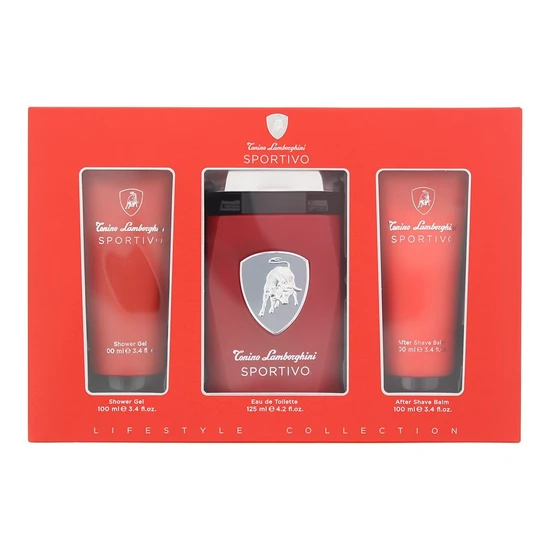 Lamborghini Sportivo Gift Set 125ml Eau De Toilette + 100ml Shower Gel + 100ml Aftershave Balm