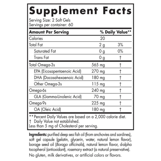 Nordic Naturals Complete Omega 565mg Lemon Softgels 120 Softgels