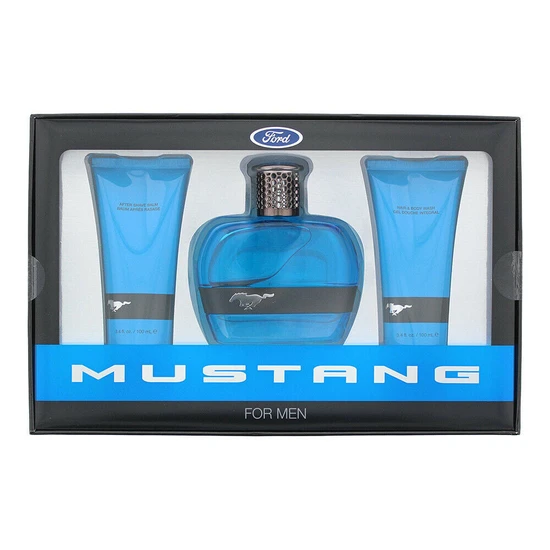 Mustang Blue Gift Set 100ml Eau De Toilette + 100ml Aftershave Balm + 100ml Hair & Body Wash