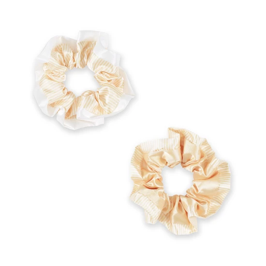 Silver Cloud Satin Frilly Hair Scrunchies Buttercup Collection