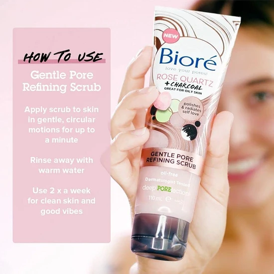 Bioré Rose Quartz Gentel Pore Refining Scrub 110ml