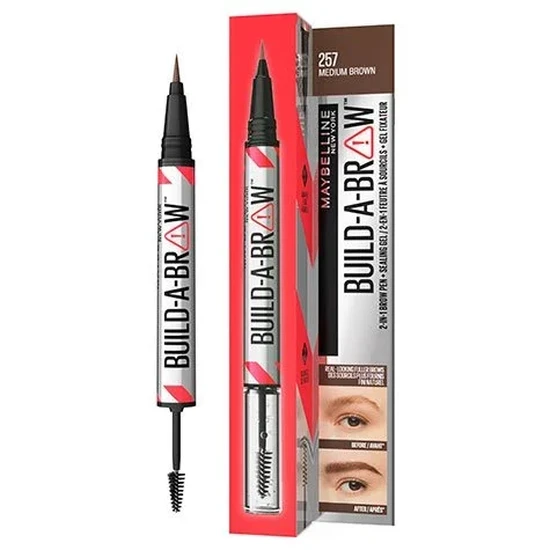 Maybelline Build-A-Brow 2-In-1 Brow Pen + Sealing Gel 257 Medium Brown