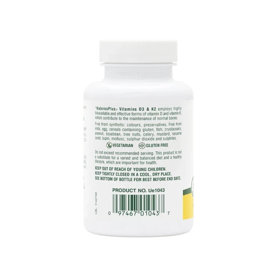 Nature's Plus Vitamin D3 1000iu With K2 100mcg 90 Capsules