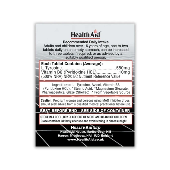 Health Aid L-Tyrosine 550mg 60 Tablets