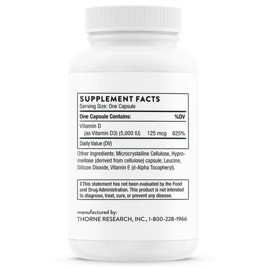Thorne Vitamin D-5000 Capsules 60 Capsules