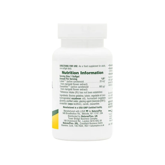 Nature's Plus Ultra Lutein 20mg Softgels 60 Softgels
