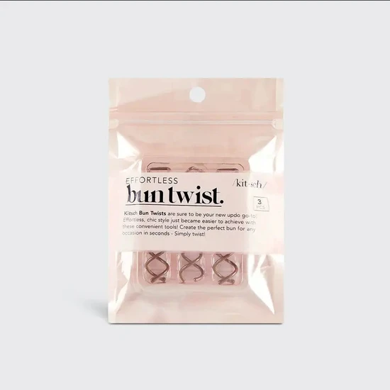 Kitsch Brown Bun Twist 3pc Set