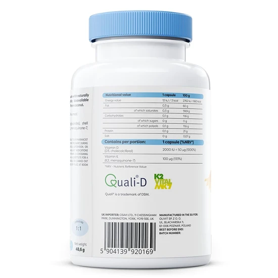 Osavi Vitamin D3 + K2 2000iu + 100mcg Softgels 120 Softgels