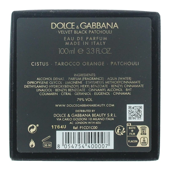 Dolce & Gabbana Velvet Black Patchouli Eau De Parfum 100ml