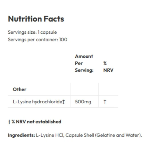 Biotics Research L-Lysine HCl Capsules 100 Capsules
