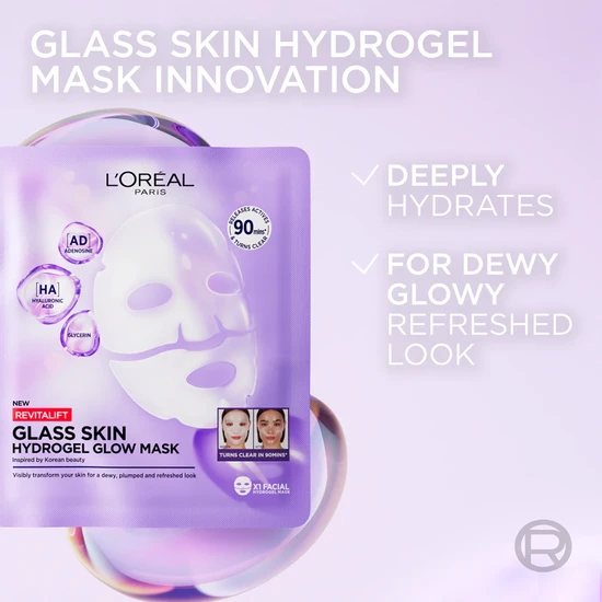 L'Oreal Paris Revitalift Filler Glass Skin Hydrogel Glow Mask x1