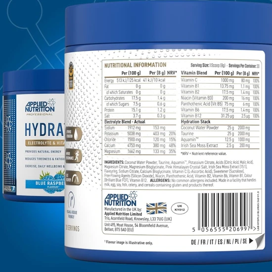 Applied Nutrition Hydration+ Blue Raspberry Powder 240g