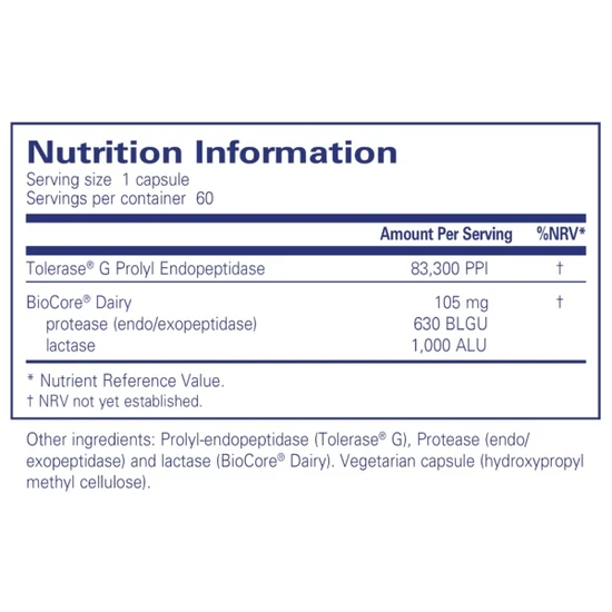 Pure Encapsulations Gluten Dairy Enzymes Capsules 60 Capsules