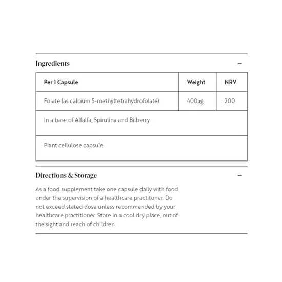 Viridian Methylfolate 400ug Capsules 90 Capsules