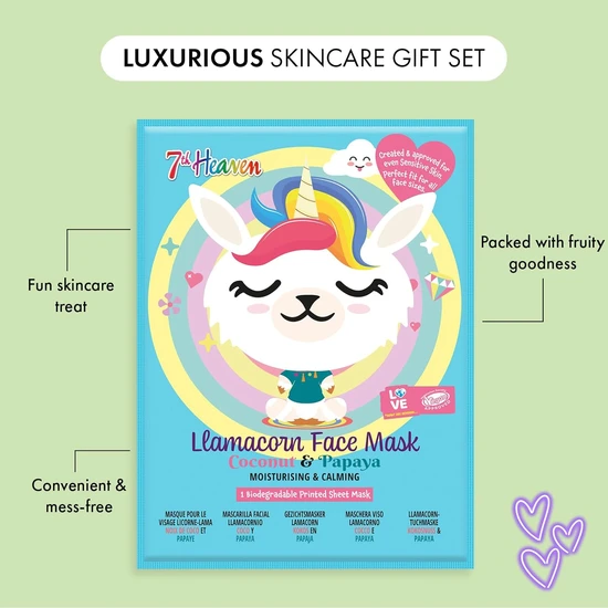 7th Heaven Go Wild Animal Face Sheet Mask Gift Set 5 Fun Hydrating Masks for Kids with Coconut, Apple, Aloe & Banana