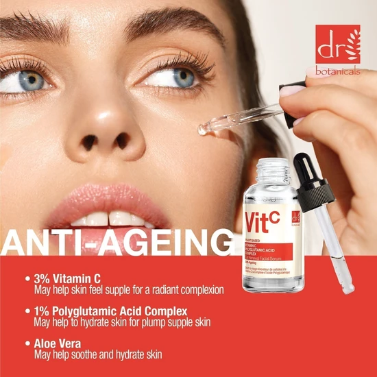 Dr Botanicals Vitamin C 3% & Polyglutamic Acid Complex 1% & Brightening Facial Serum 30ml