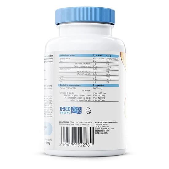 Osavi Omega-3 Extra Molecularly Distilled 1300mg Lemon Softgels 120 Softgels