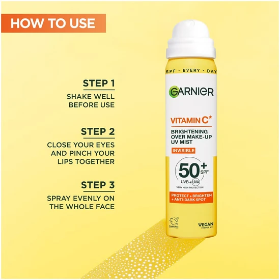 Garnier Vitamin C Brightening Over Makeup UV Mist SPF 50 75ml