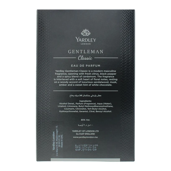 Yardley Gentleman Classic Eau De Parfum 100ml