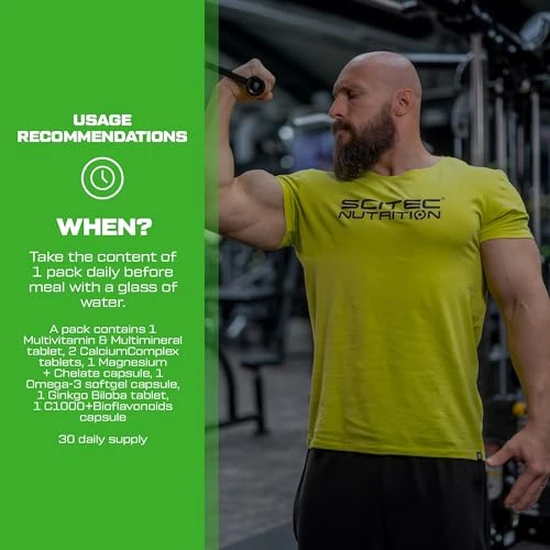 Scitec Nutrition Multi Pro Plus 29-in-1 Multivitamin Food Supplement With Omega-3, Calcium, & Ginseng In Convenient Sachets 30 Sachets