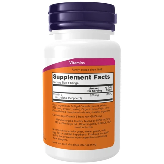 NOW Foods Vitamin E-400 Natural Mixed Tocopherols 50 Softgels