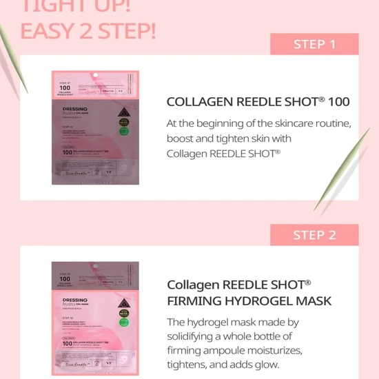 VT COSMETICS Collagen Reedle Shot 100 2step Mask Firming Hydrogel Face Mask x1