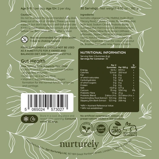 Nurturely Tummy Time Gummies 60 Gummies