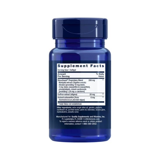 Life Extension MacuGuard Ocular Support With Saffron & Astaxanthin 60 Softgels