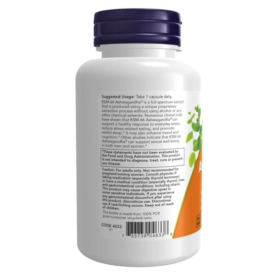 NOW Foods KSM-66 Ashwagandha Capsules 90 Capsules