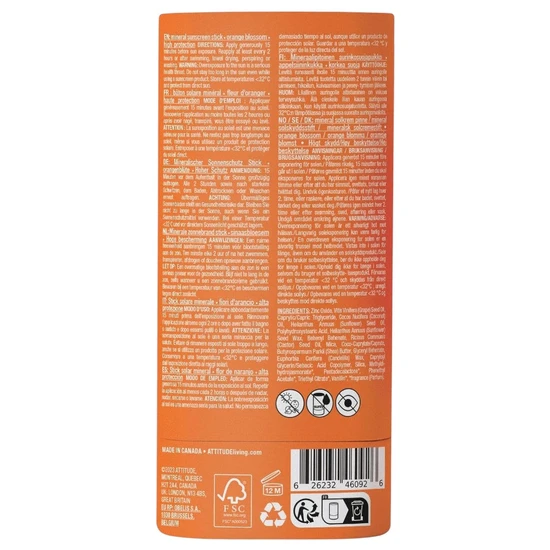 Attitude Sunly Mineral Sunscreen Stick SPF 30 Orange Blossom 60g