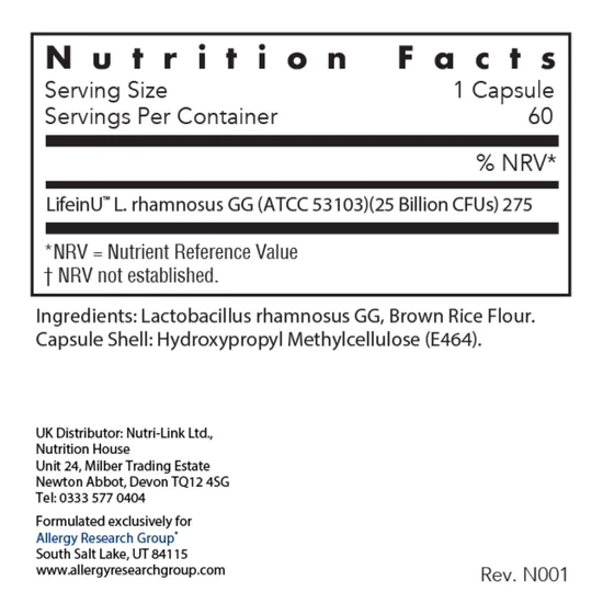 Allergy Research Group Essential-Biotic L.Rhamnosus GG Capsules 60 Capsules