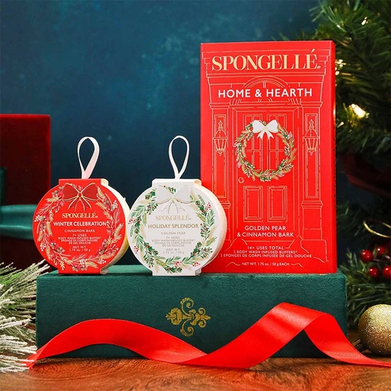 Spongelle Home & Hearth Body Infused Buffers Gift Set Golden Pear & Cinnamon Bark