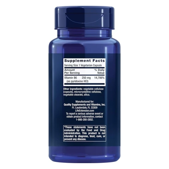 Life Extension Vitamin B6 250mg Vegicaps 100 Vegicaps