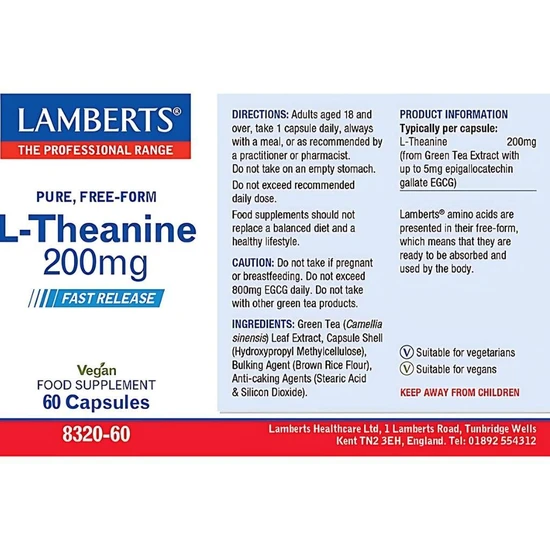Lamberts L-Theanine 200mg Capsules 60 Capsules