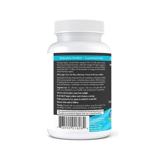 Nordic Naturals Ultimate Omega-D3 Sport, 1480mg Lemon Softgels 60 Softgels