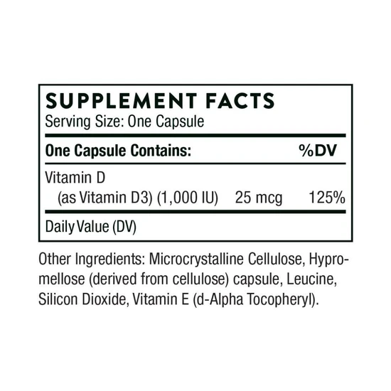 Thorne Vitamin D-1000 Capsules 90 Capsules