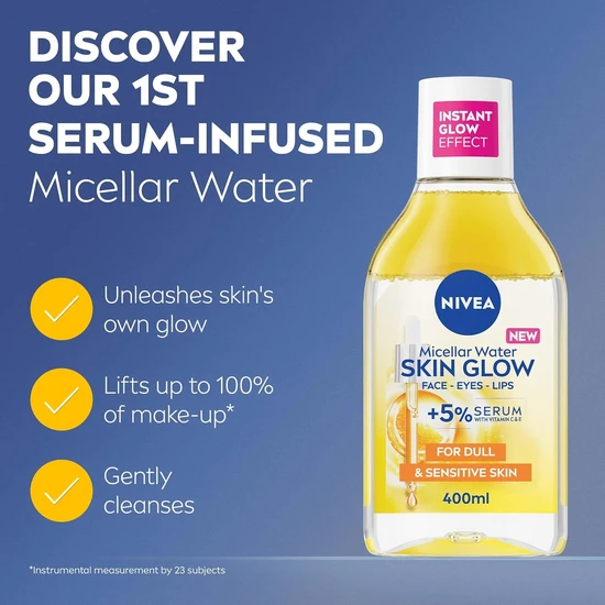 Nivea Micellar Water Skin Glow Face Eye Lips 400ml / No Coulor