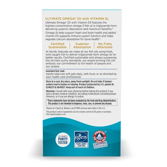 Nordic Naturals Ultimate Omega 2x With Vitamin D3 2150mg Lemon 60 Softgels