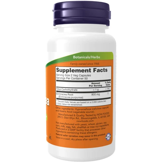 NOW Foods Echinacea, 400mg Vegicaps 100 Vegicaps