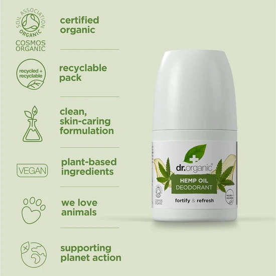 Dr. Organic Hemp Oil Deodorant Roll On 50ml